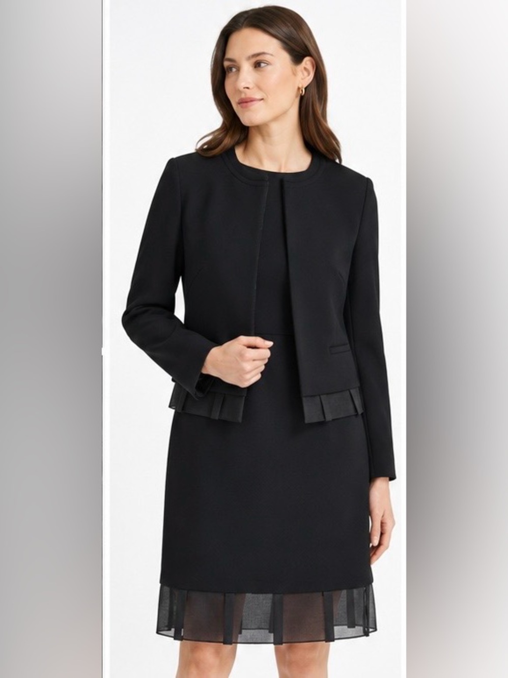 Brooks Brothers Women’s Black Wool Blend Collarless Jacket Blazer Size 8